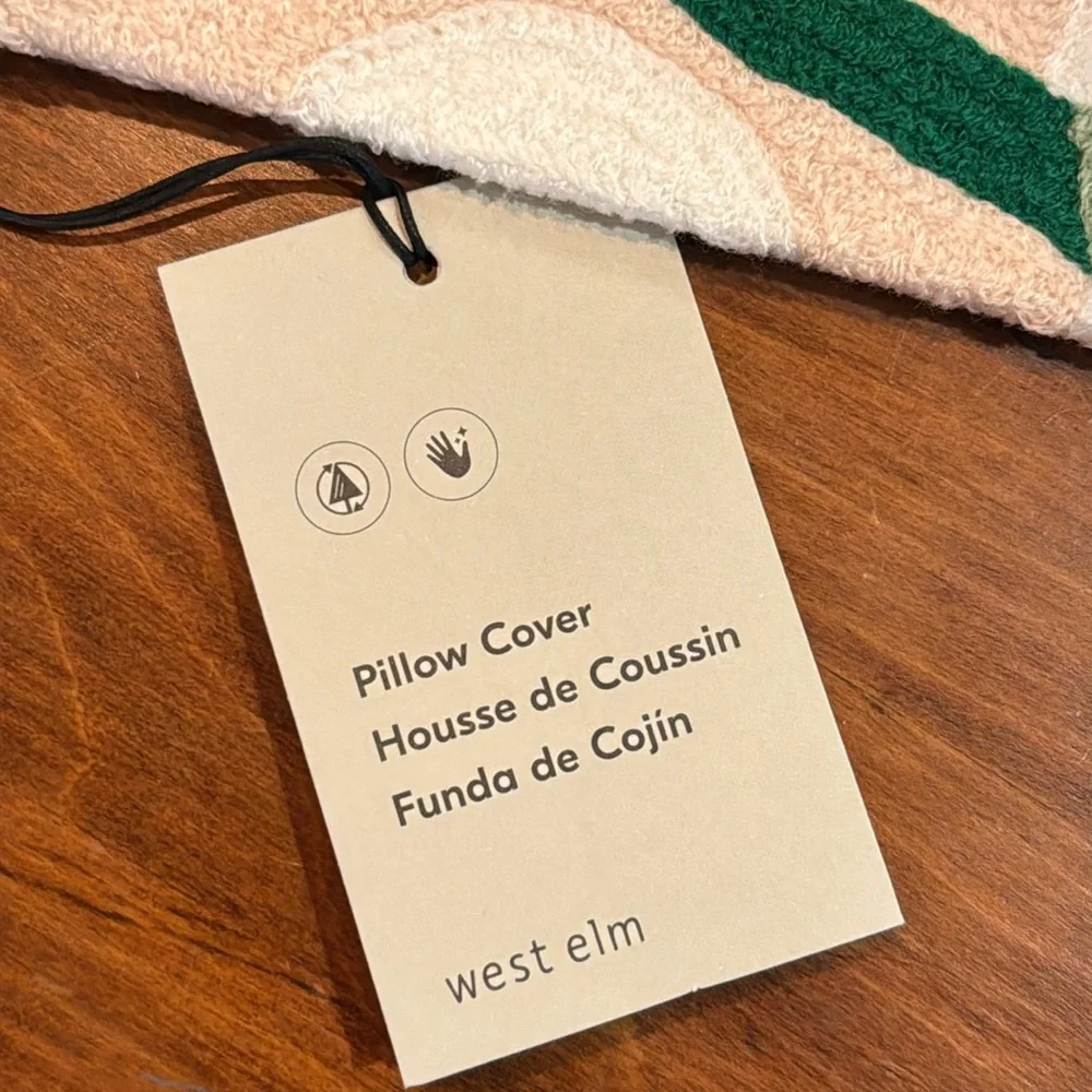 NWT West Elm Crew Palm 20”x20” Square Pillow Cover Hand Crafted 100% Cotton NEW!